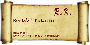 Rontó Katalin névjegykártya